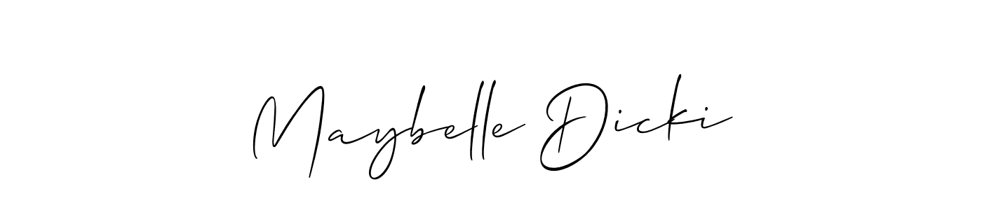 The best way (Allison_Script) to make a short signature is to pick only two or three words in your name. The name Maybelle Dicki include a total of six letters. For converting this name. Maybelle Dicki signature style 2 images and pictures png