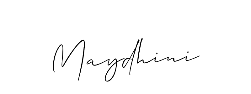 Use a signature maker to create a handwritten signature online. With this signature software, you can design (Allison_Script) your own signature for name Maydhini. Maydhini signature style 2 images and pictures png