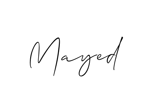 The best way (Allison_Script) to make a short signature is to pick only two or three words in your name. The name Mayed include a total of six letters. For converting this name. Mayed signature style 2 images and pictures png