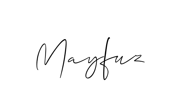 Also You can easily find your signature by using the search form. We will create Mayfuz name handwritten signature images for you free of cost using Allison_Script sign style. Mayfuz signature style 2 images and pictures png