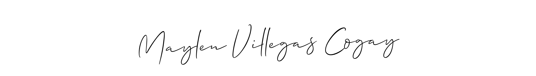 Maylen Villegas Cogay stylish signature style. Best Handwritten Sign (Allison_Script) for my name. Handwritten Signature Collection Ideas for my name Maylen Villegas Cogay. Maylen Villegas Cogay signature style 2 images and pictures png