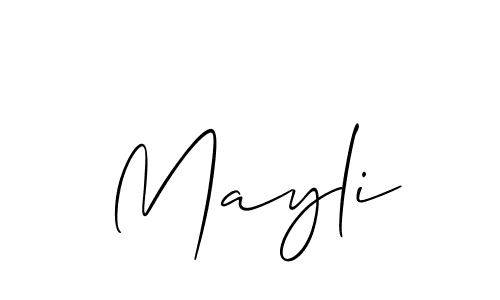 Create a beautiful signature design for name Mayli. With this signature (Allison_Script) fonts, you can make a handwritten signature for free. Mayli signature style 2 images and pictures png