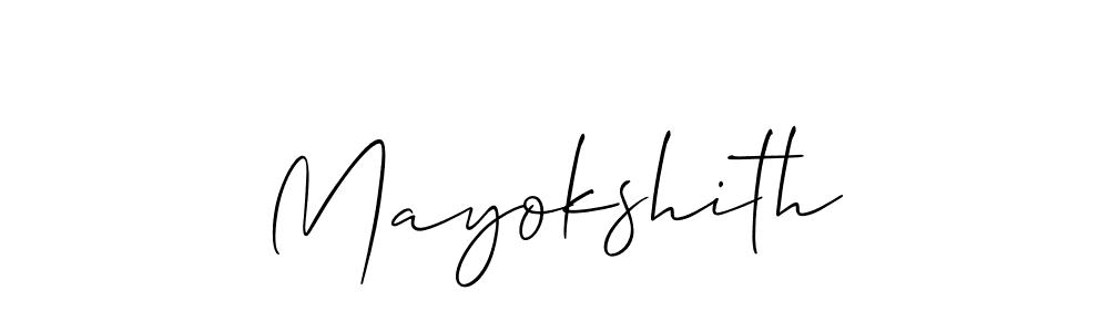 Use a signature maker to create a handwritten signature online. With this signature software, you can design (Allison_Script) your own signature for name Mayokshith. Mayokshith signature style 2 images and pictures png