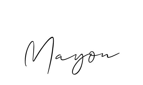 Use a signature maker to create a handwritten signature online. With this signature software, you can design (Allison_Script) your own signature for name Mayon. Mayon signature style 2 images and pictures png