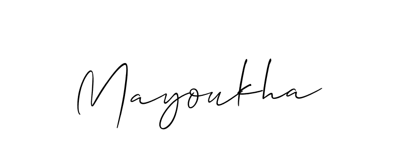 Make a beautiful signature design for name Mayoukha. With this signature (Allison_Script) style, you can create a handwritten signature for free. Mayoukha signature style 2 images and pictures png