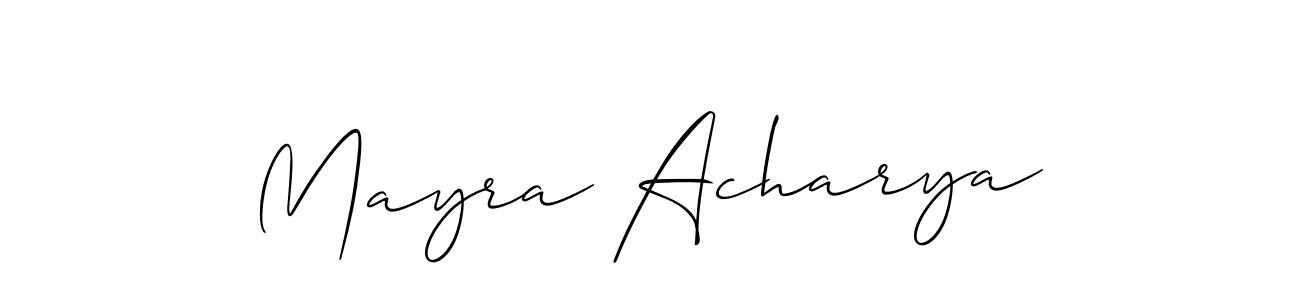 How to make Mayra Acharya signature? Allison_Script is a professional autograph style. Create handwritten signature for Mayra Acharya name. Mayra Acharya signature style 2 images and pictures png