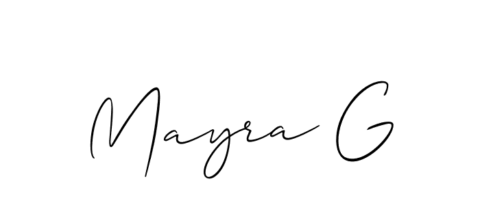 How to make Mayra G signature? Allison_Script is a professional autograph style. Create handwritten signature for Mayra G name. Mayra G signature style 2 images and pictures png