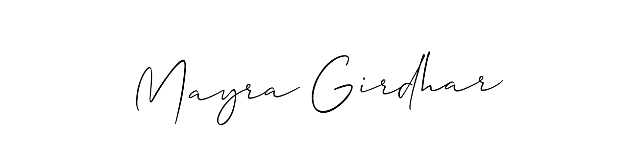 Create a beautiful signature design for name Mayra Girdhar. With this signature (Allison_Script) fonts, you can make a handwritten signature for free. Mayra Girdhar signature style 2 images and pictures png