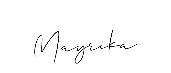 The best way (Allison_Script) to make a short signature is to pick only two or three words in your name. The name Mayrika include a total of six letters. For converting this name. Mayrika signature style 2 images and pictures png