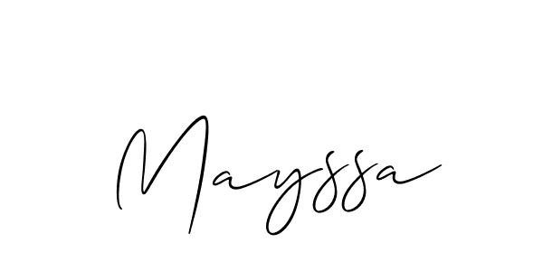 Use a signature maker to create a handwritten signature online. With this signature software, you can design (Allison_Script) your own signature for name Mayssa. Mayssa signature style 2 images and pictures png