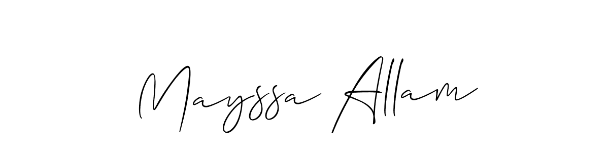 The best way (Allison_Script) to make a short signature is to pick only two or three words in your name. The name Mayssa Allam include a total of six letters. For converting this name. Mayssa Allam signature style 2 images and pictures png