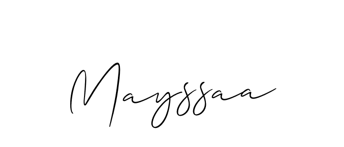 Use a signature maker to create a handwritten signature online. With this signature software, you can design (Allison_Script) your own signature for name Mayssaa. Mayssaa signature style 2 images and pictures png