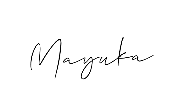 Allison_Script is a professional signature style that is perfect for those who want to add a touch of class to their signature. It is also a great choice for those who want to make their signature more unique. Get Mayuka name to fancy signature for free. Mayuka signature style 2 images and pictures png