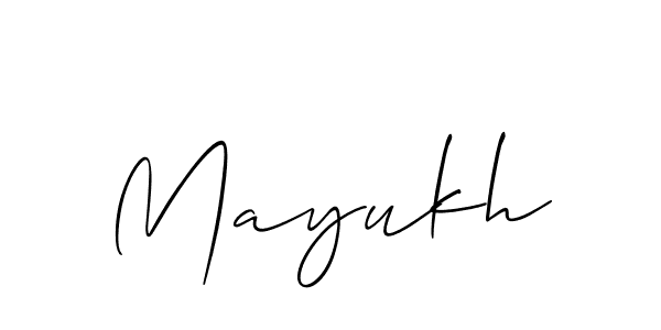 Create a beautiful signature design for name Mayukh. With this signature (Allison_Script) fonts, you can make a handwritten signature for free. Mayukh signature style 2 images and pictures png