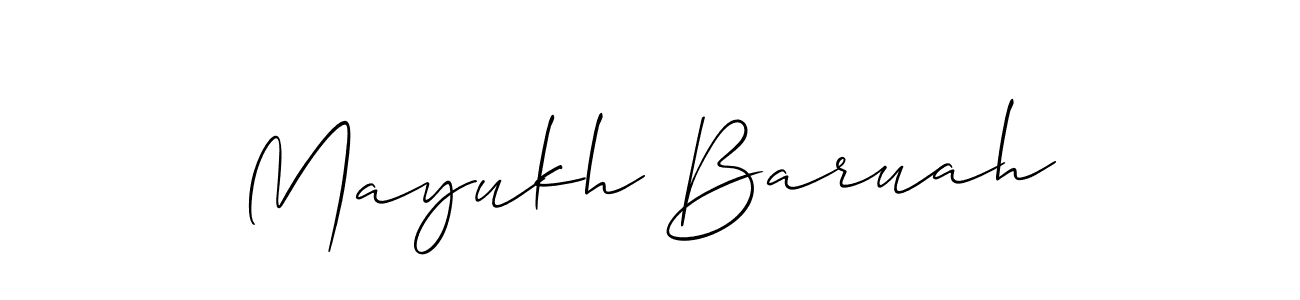 Create a beautiful signature design for name Mayukh Baruah. With this signature (Allison_Script) fonts, you can make a handwritten signature for free. Mayukh Baruah signature style 2 images and pictures png