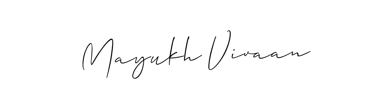 Also we have Mayukh Vivaan name is the best signature style. Create professional handwritten signature collection using Allison_Script autograph style. Mayukh Vivaan signature style 2 images and pictures png