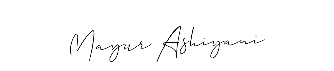 How to make Mayur Ashiyani name signature. Use Allison_Script style for creating short signs online. This is the latest handwritten sign. Mayur Ashiyani signature style 2 images and pictures png