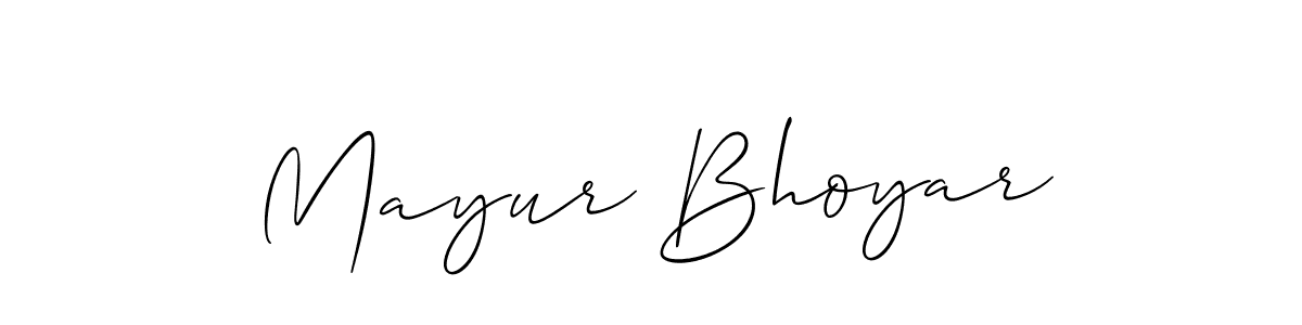 The best way (Allison_Script) to make a short signature is to pick only two or three words in your name. The name Mayur Bhoyar include a total of six letters. For converting this name. Mayur Bhoyar signature style 2 images and pictures png