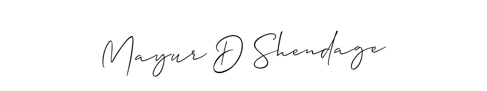 Use a signature maker to create a handwritten signature online. With this signature software, you can design (Allison_Script) your own signature for name Mayur D Shendage. Mayur D Shendage signature style 2 images and pictures png