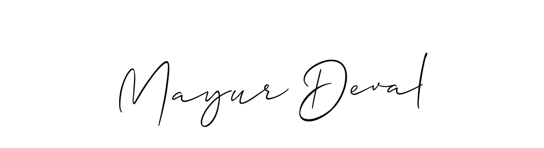 How to make Mayur Deval name signature. Use Allison_Script style for creating short signs online. This is the latest handwritten sign. Mayur Deval signature style 2 images and pictures png