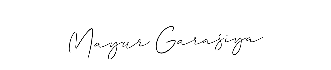 Use a signature maker to create a handwritten signature online. With this signature software, you can design (Allison_Script) your own signature for name Mayur Garasiya. Mayur Garasiya signature style 2 images and pictures png