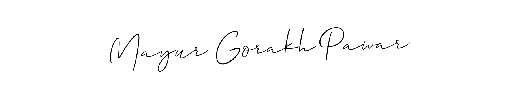 You should practise on your own different ways (Allison_Script) to write your name (Mayur Gorakh Pawar) in signature. don't let someone else do it for you. Mayur Gorakh Pawar signature style 2 images and pictures png