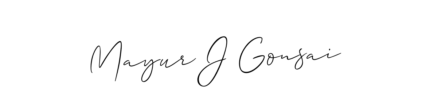 Mayur J Gonsai stylish signature style. Best Handwritten Sign (Allison_Script) for my name. Handwritten Signature Collection Ideas for my name Mayur J Gonsai. Mayur J Gonsai signature style 2 images and pictures png