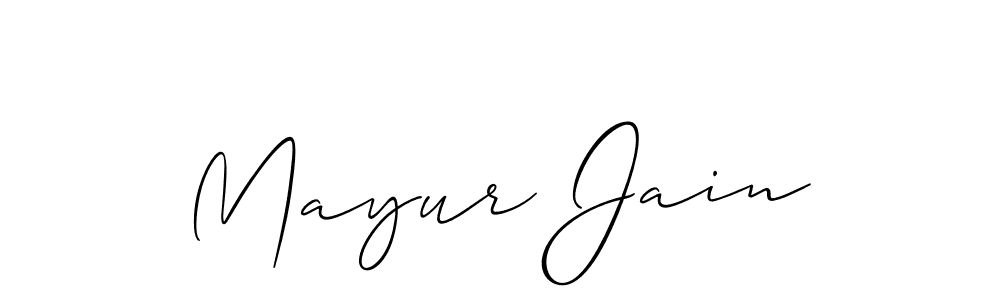 Allison_Script is a professional signature style that is perfect for those who want to add a touch of class to their signature. It is also a great choice for those who want to make their signature more unique. Get Mayur Jain name to fancy signature for free. Mayur Jain signature style 2 images and pictures png