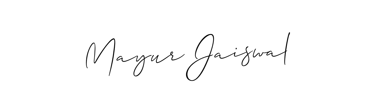 It looks lik you need a new signature style for name Mayur Jaiswal. Design unique handwritten (Allison_Script) signature with our free signature maker in just a few clicks. Mayur Jaiswal signature style 2 images and pictures png