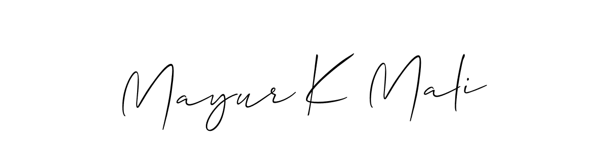 How to make Mayur K Mali name signature. Use Allison_Script style for creating short signs online. This is the latest handwritten sign. Mayur K Mali signature style 2 images and pictures png