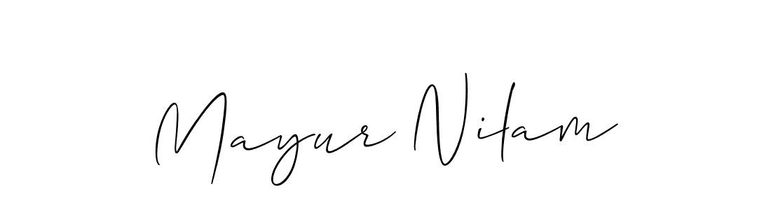 Create a beautiful signature design for name Mayur Nilam. With this signature (Allison_Script) fonts, you can make a handwritten signature for free. Mayur Nilam signature style 2 images and pictures png