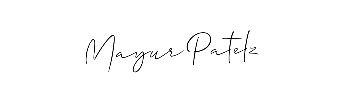 The best way (Allison_Script) to make a short signature is to pick only two or three words in your name. The name Mayur Patelz include a total of six letters. For converting this name. Mayur Patelz signature style 2 images and pictures png