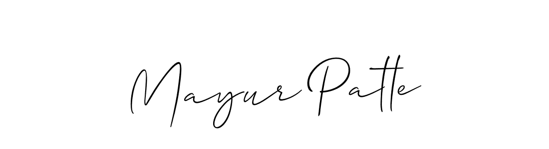 Create a beautiful signature design for name Mayur Patle. With this signature (Allison_Script) fonts, you can make a handwritten signature for free. Mayur Patle signature style 2 images and pictures png