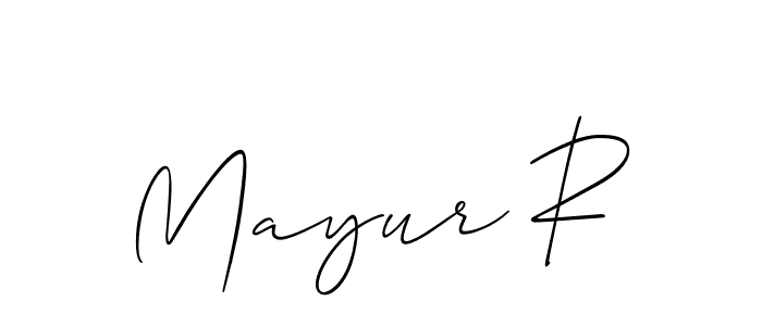 How to make Mayur R name signature. Use Allison_Script style for creating short signs online. This is the latest handwritten sign. Mayur R signature style 2 images and pictures png