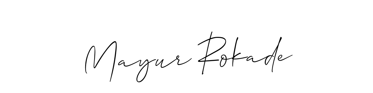 Allison_Script is a professional signature style that is perfect for those who want to add a touch of class to their signature. It is also a great choice for those who want to make their signature more unique. Get Mayur Rokade name to fancy signature for free. Mayur Rokade signature style 2 images and pictures png