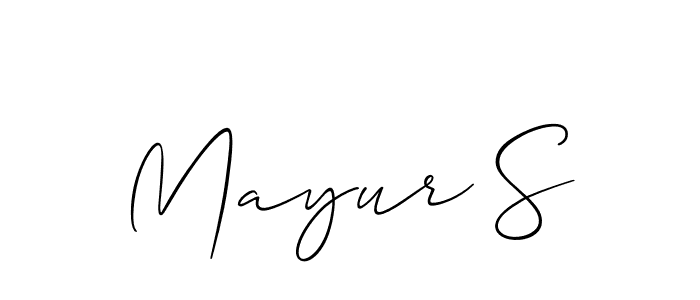 Make a beautiful signature design for name Mayur S. With this signature (Allison_Script) style, you can create a handwritten signature for free. Mayur S signature style 2 images and pictures png