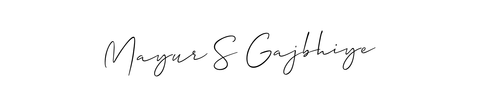 It looks lik you need a new signature style for name Mayur S Gajbhiye. Design unique handwritten (Allison_Script) signature with our free signature maker in just a few clicks. Mayur S Gajbhiye signature style 2 images and pictures png