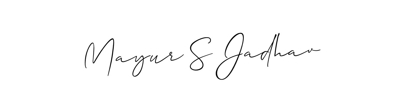 This is the best signature style for the Mayur S Jadhav name. Also you like these signature font (Allison_Script). Mix name signature. Mayur S Jadhav signature style 2 images and pictures png