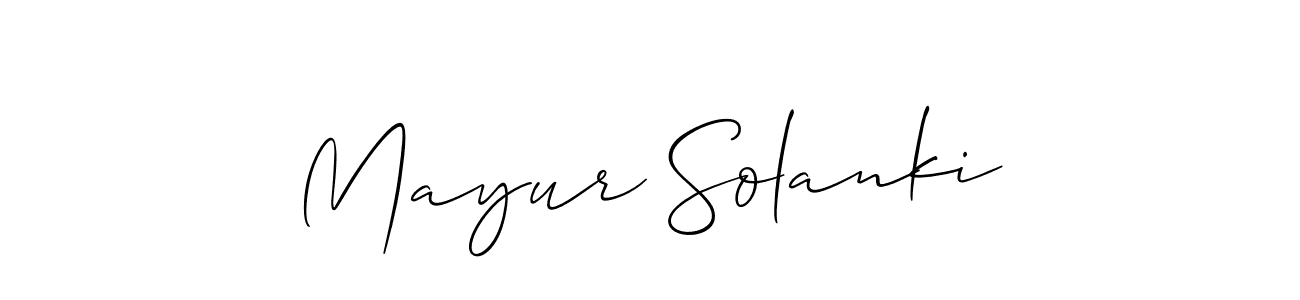 Use a signature maker to create a handwritten signature online. With this signature software, you can design (Allison_Script) your own signature for name Mayur Solanki. Mayur Solanki signature style 2 images and pictures png