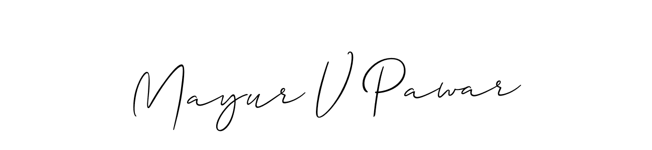 Create a beautiful signature design for name Mayur V Pawar. With this signature (Allison_Script) fonts, you can make a handwritten signature for free. Mayur V Pawar signature style 2 images and pictures png