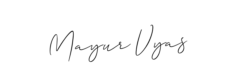 How to make Mayur Vyas name signature. Use Allison_Script style for creating short signs online. This is the latest handwritten sign. Mayur Vyas signature style 2 images and pictures png