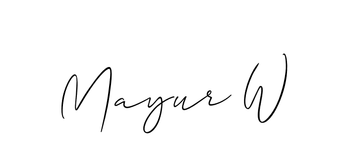 It looks lik you need a new signature style for name Mayur W. Design unique handwritten (Allison_Script) signature with our free signature maker in just a few clicks. Mayur W signature style 2 images and pictures png