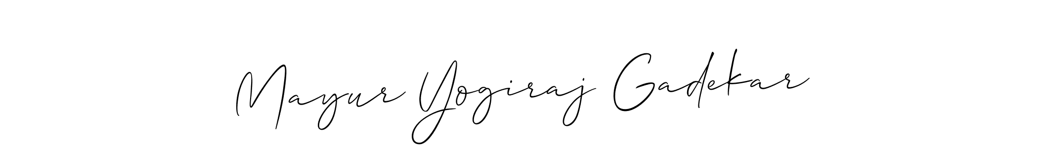 How to make Mayur Yogiraj Gadekar name signature. Use Allison_Script style for creating short signs online. This is the latest handwritten sign. Mayur Yogiraj Gadekar signature style 2 images and pictures png