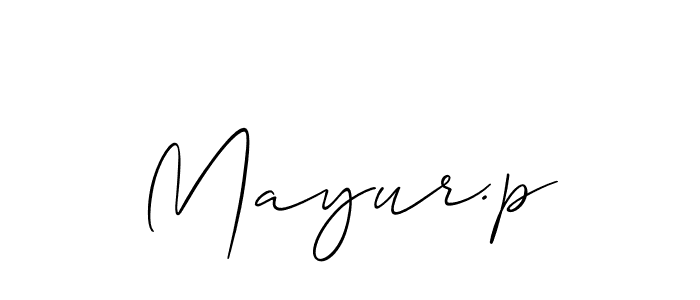 if you are searching for the best signature style for your name Mayur.p. so please give up your signature search. here we have designed multiple signature styles  using Allison_Script. Mayur.p signature style 2 images and pictures png