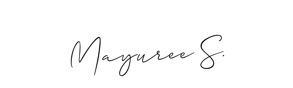 Make a short Mayuree S. signature style. Manage your documents anywhere anytime using Allison_Script. Create and add eSignatures, submit forms, share and send files easily. Mayuree S. signature style 2 images and pictures png