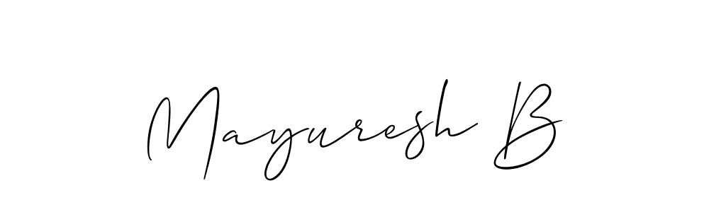 How to make Mayuresh B name signature. Use Allison_Script style for creating short signs online. This is the latest handwritten sign. Mayuresh B signature style 2 images and pictures png