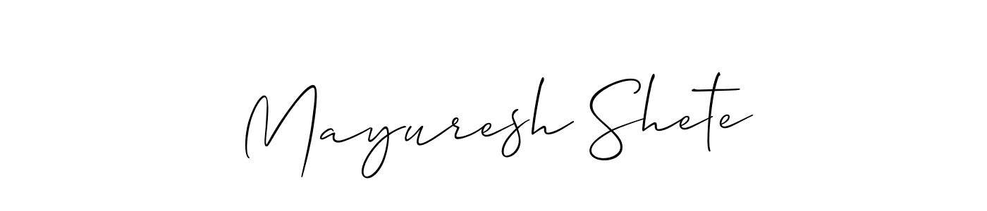 It looks lik you need a new signature style for name Mayuresh Shete. Design unique handwritten (Allison_Script) signature with our free signature maker in just a few clicks. Mayuresh Shete signature style 2 images and pictures png