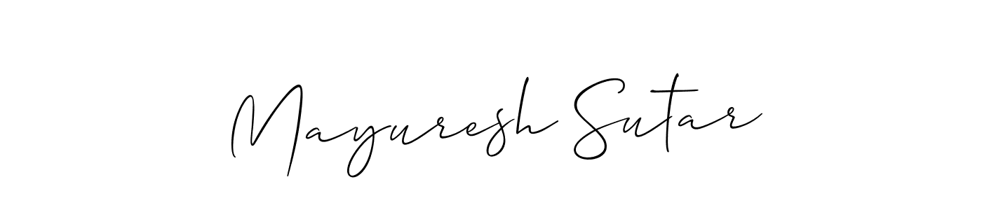 The best way (Allison_Script) to make a short signature is to pick only two or three words in your name. The name Mayuresh Sutar include a total of six letters. For converting this name. Mayuresh Sutar signature style 2 images and pictures png