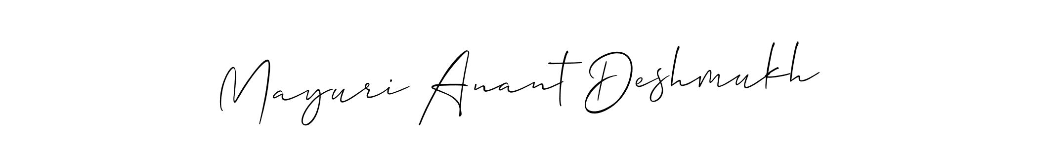 The best way (Allison_Script) to make a short signature is to pick only two or three words in your name. The name Mayuri Anant Deshmukh include a total of six letters. For converting this name. Mayuri Anant Deshmukh signature style 2 images and pictures png