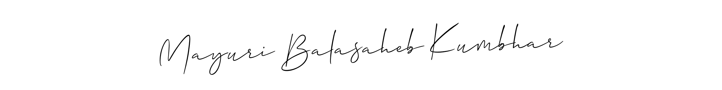 You should practise on your own different ways (Allison_Script) to write your name (Mayuri Balasaheb Kumbhar) in signature. don't let someone else do it for you. Mayuri Balasaheb Kumbhar signature style 2 images and pictures png